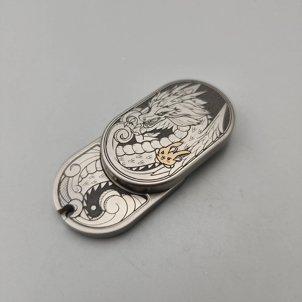 MOT Titanium Alloy Dragon Mechanical Push Fidget Slider - EDC Stress Relief Spinner Toy